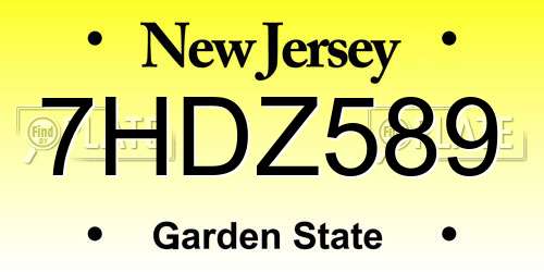 7HDZ589 New Jersey License Plate