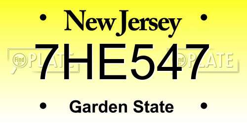 7HE547 New Jersey License Plate