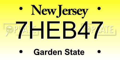 7HEB47 New Jersey License Plate