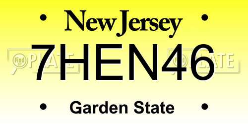 7HEN46 New Jersey License Plate