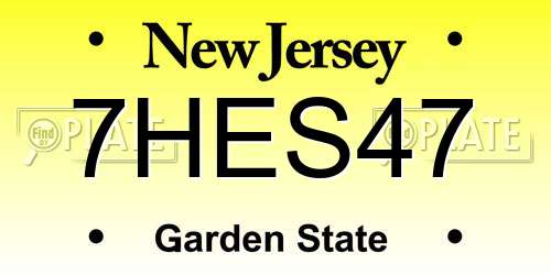 7HES47 New Jersey License Plate