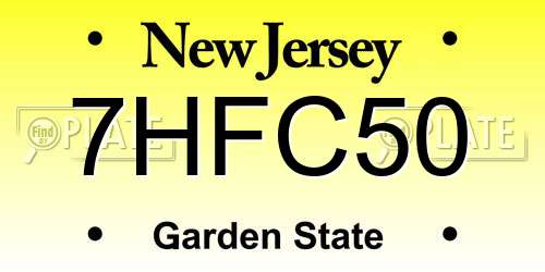 7HFC50 New Jersey License Plate