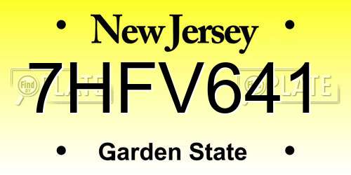 7HFV641 New Jersey License Plate