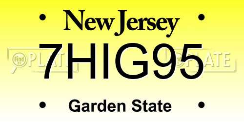 7HIG95 New Jersey License Plate