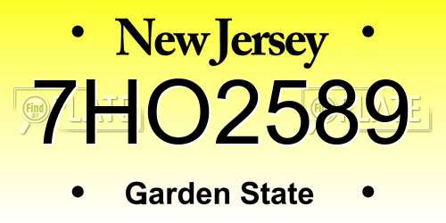 7HO2589 New Jersey License Plate