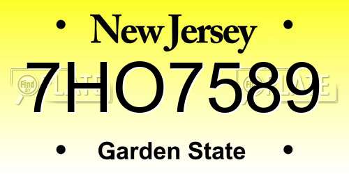 7HO7589 New Jersey License Plate