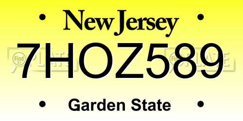 7HOZ589 New Jersey License Plate