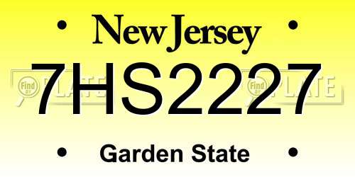 7HS2227 New Jersey License Plate