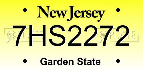 7HS2272 New Jersey License Plate