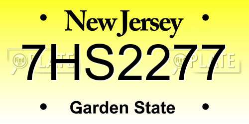 7HS2277 New Jersey License Plate