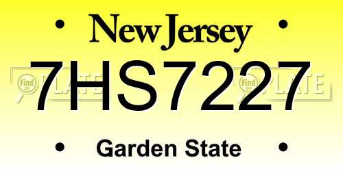 7HS7227 New Jersey License Plate