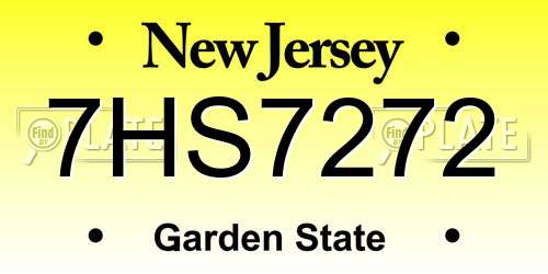 7HS7272 New Jersey License Plate