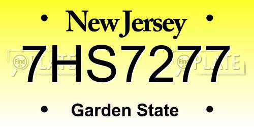 7HS7277 New Jersey License Plate