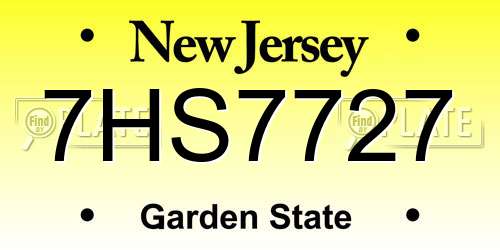 7HS7727 New Jersey License Plate