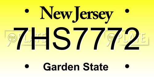7HS7772 New Jersey License Plate