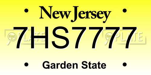 7HS7777 New Jersey License Plate