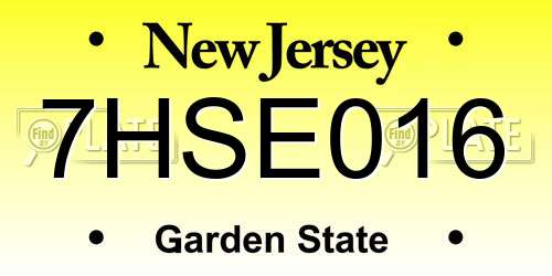 7HSE016 New Jersey License Plate