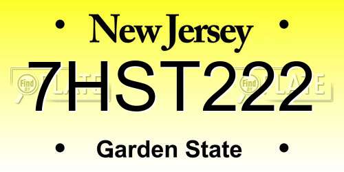 7HST222 New Jersey License Plate