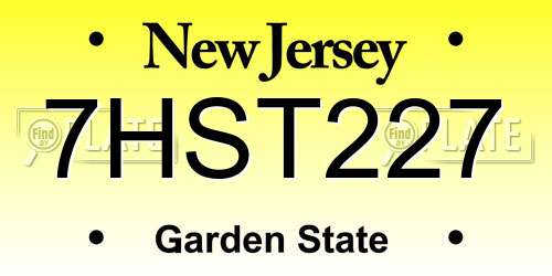 7HST227 New Jersey License Plate