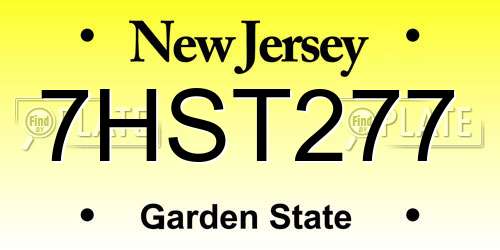 7HST277 New Jersey License Plate