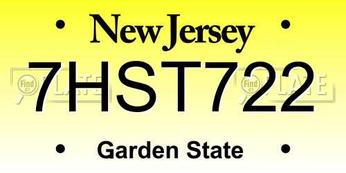 7HST722 New Jersey License Plate