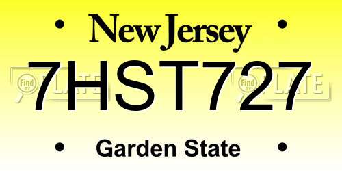 7HST727 New Jersey License Plate