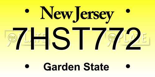 7HST772 New Jersey License Plate