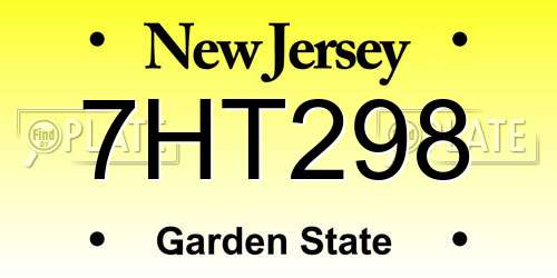 7HT298 New Jersey License Plate
