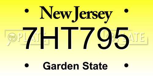 7HT795 New Jersey License Plate