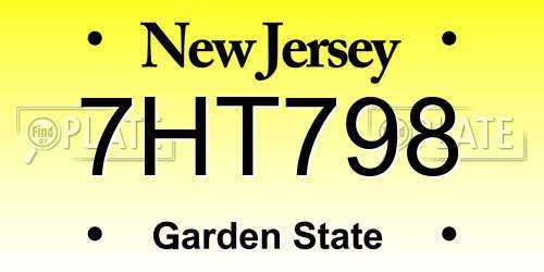 7HT798 New Jersey License Plate