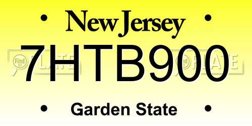 7HTB900 New Jersey License Plate