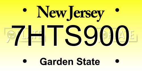 7HTS900 New Jersey License Plate