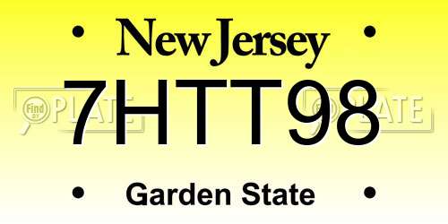 7HTT98 New Jersey License Plate