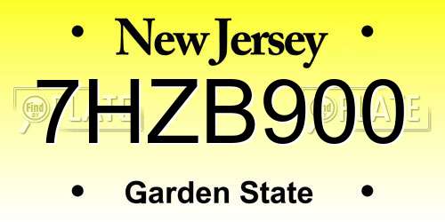 7HZB900 New Jersey License Plate