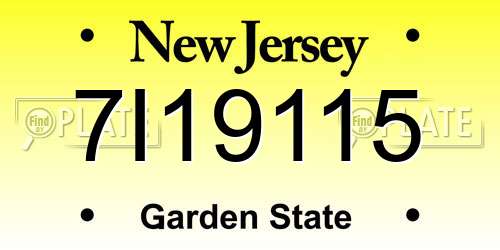 7I19115 New Jersey License Plate
