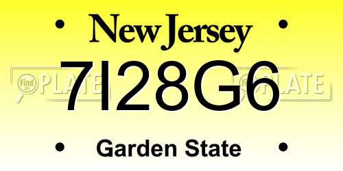 7I28G6 New Jersey License Plate