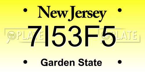 7I53F5 New Jersey License Plate