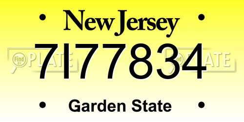 7I77834 New Jersey License Plate