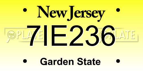 7IE236 New Jersey License Plate