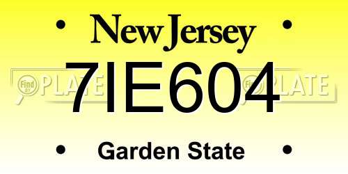7IE604 New Jersey License Plate
