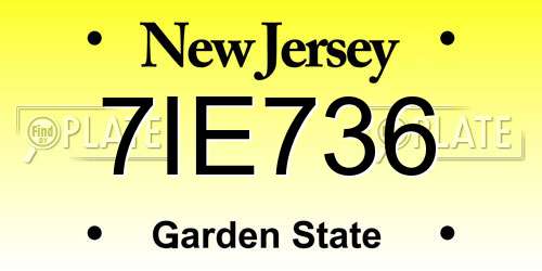 7IE736 New Jersey License Plate