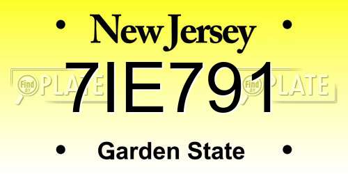 7IE791 New Jersey License Plate