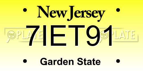 7IET91 New Jersey License Plate