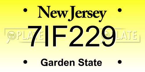 7IF229 New Jersey License Plate