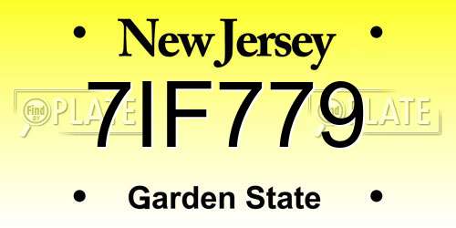 7IF779 New Jersey License Plate
