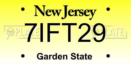 7IFT29 New Jersey License Plate