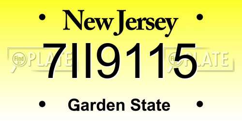 7II9115 New Jersey License Plate