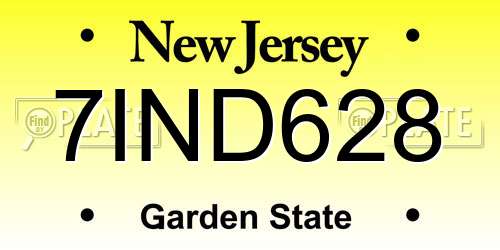 7IND628 New Jersey License Plate