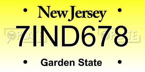 7IND678 New Jersey License Plate