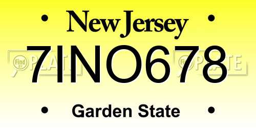 7INO678 New Jersey License Plate